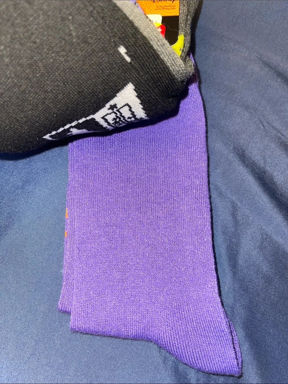 Pixar Men's Crew Socks - Purple Mike Wazowski Horror Graphic